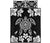 Hawaiian Silver Turtle Plumeria Quilt Bed Set Black - Polynesian Pride