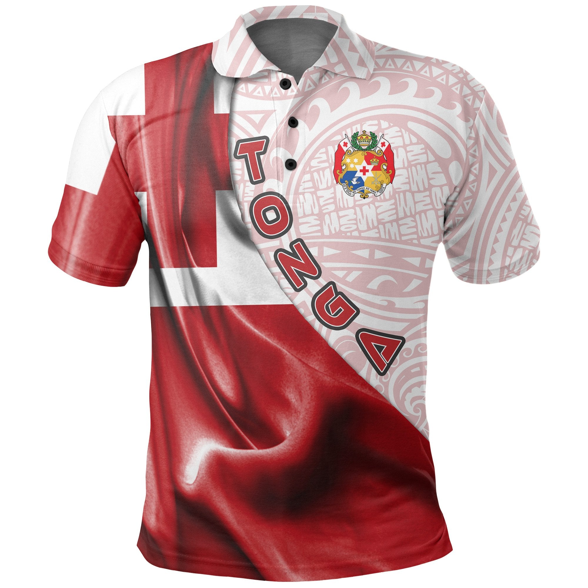 Tonga Polynesian Polo Shirt Waving Silky Flag Unisex Red - Polynesian Pride