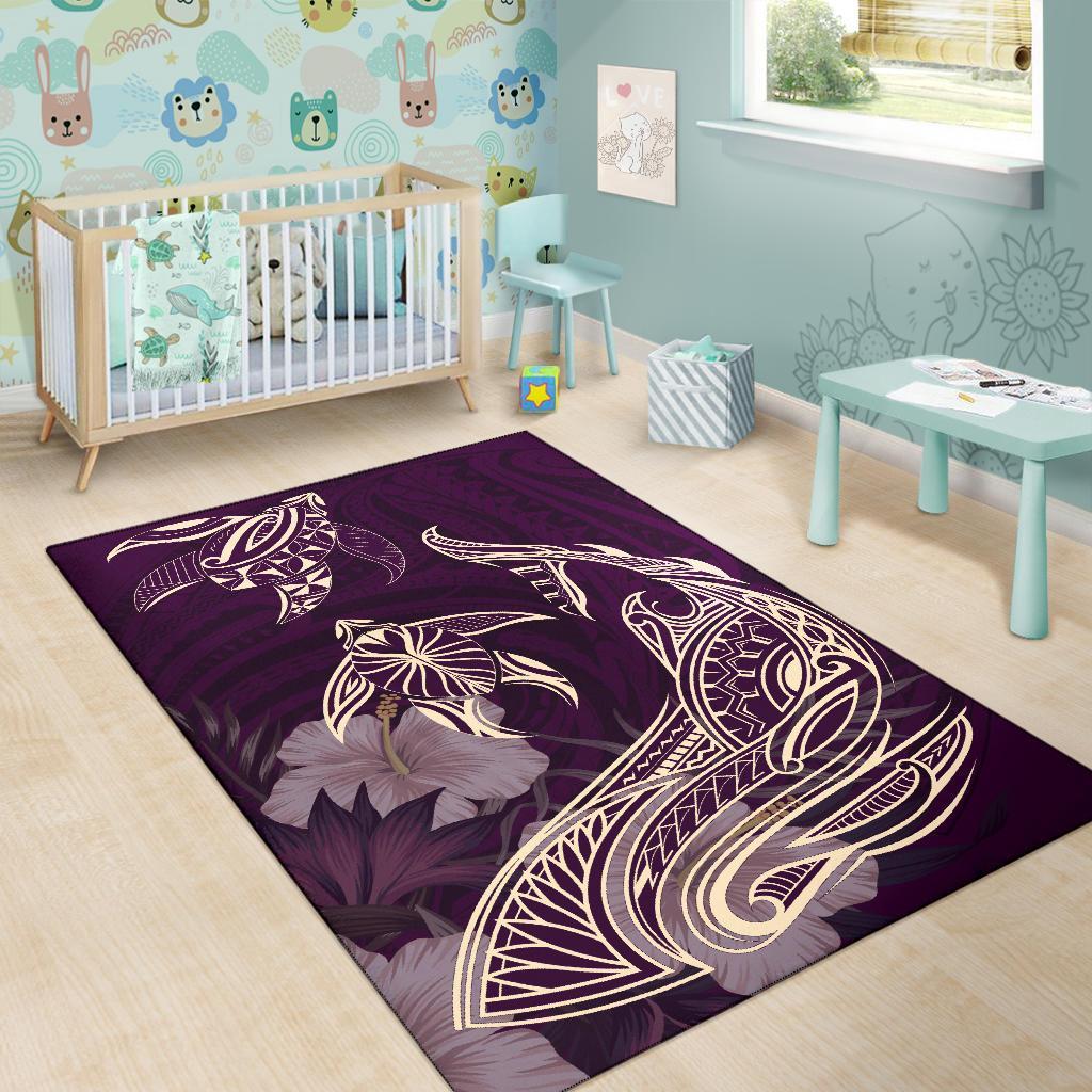 Hawaii Tropical Hibiscus Aumakua Rug - Lucas Style - Purple Rug - Polynesian Pride