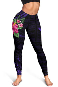 Hawaii Hibiscus Polynesian Kakau Purple Legging - Dry Style - AH - Polynesian Pride