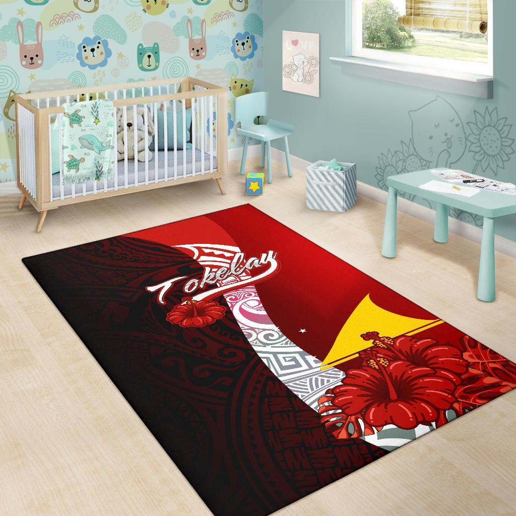 Tokelau Polynesian Area Rug - Coat Of Arm With Hibiscus - Polynesian Pride