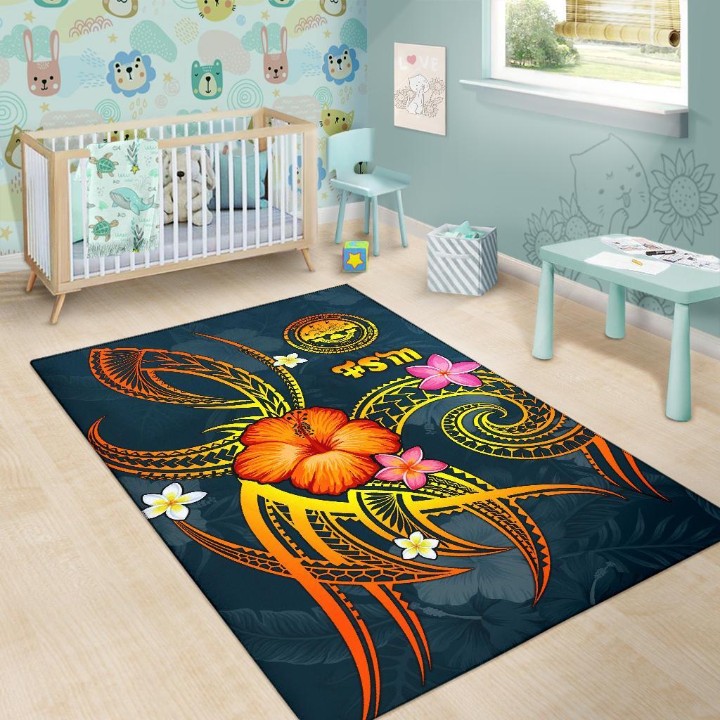 Federated States of Micronesia Polynesian Area Rug - Legend of FSM (Blue) - Polynesian Pride
