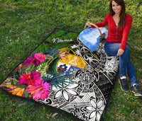 Nauru Premium Quilt - Turtle Plumeria Banana Leaf Crest - Polynesian Pride