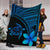 Hawaii Premium Blanket - Hawaii Turtle Plumeria Blue - Polynesian Pride