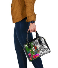 Vanuatu Shoulder Handbag White - Turtle Plumeria Banana Leaf - Polynesian Pride