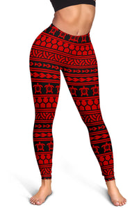 Polynesian Tattoo Tribal Red Hawaii Women's Leggings AH - Polynesian Pride
