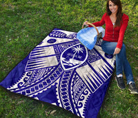 Guam Polynesian Premium Quilt - Guam White Seal with Polynesian Tattoo Ver 02 - Polynesian Pride