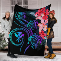 Hawaii Turtle Polynesian Tropical Premium Blanket - Cora Style Purple - Polynesian Pride