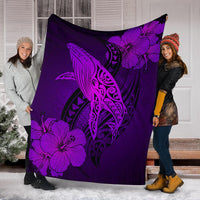 Hawaii Whale Swim Poly Purple Premium Blanket - Polynesian Pride