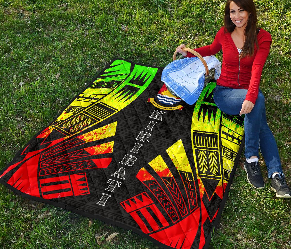 Kiribati Premium Quilt - Kiribati Coat Of Arms Polynesian Reggae Tattoo - Polynesian Pride