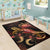 Samoa Polynesian Area Rugs - Turtle With Blooming Hibiscus Gold - Polynesian Pride