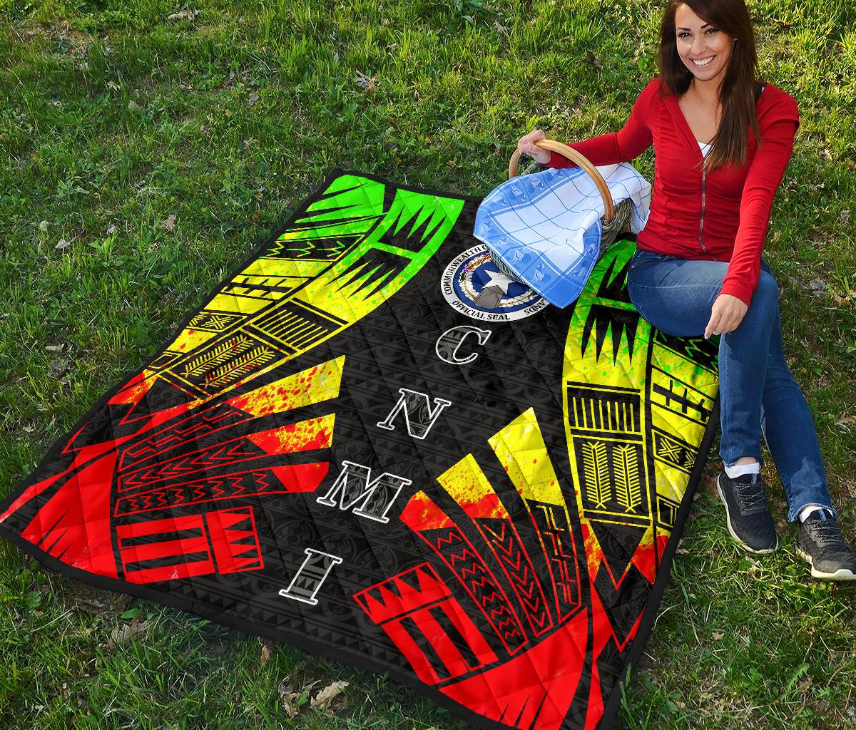 Northern Mariana Islands Premium Quilt - Northern Mariana Islands Seal Polynesian Reggae Tattoo - Polynesian Pride