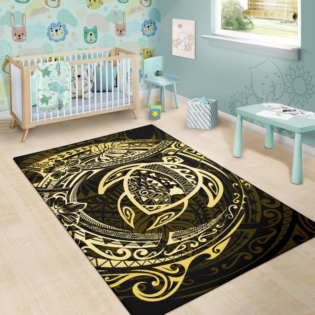Hawaiian Map Turtle Polynesian Circle Rug AH - Polynesian Pride