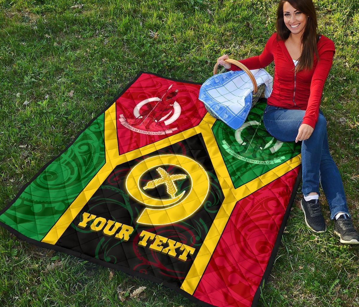 Polynesian Vanuatu Custom Personalised Premium Quilt - Vanuatu Flag and Coat Of Arms - Polynesian Pride