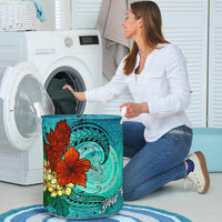Palau Laundry Basket - Custom Personalised Tropical Flowers Style - Polynesian Pride