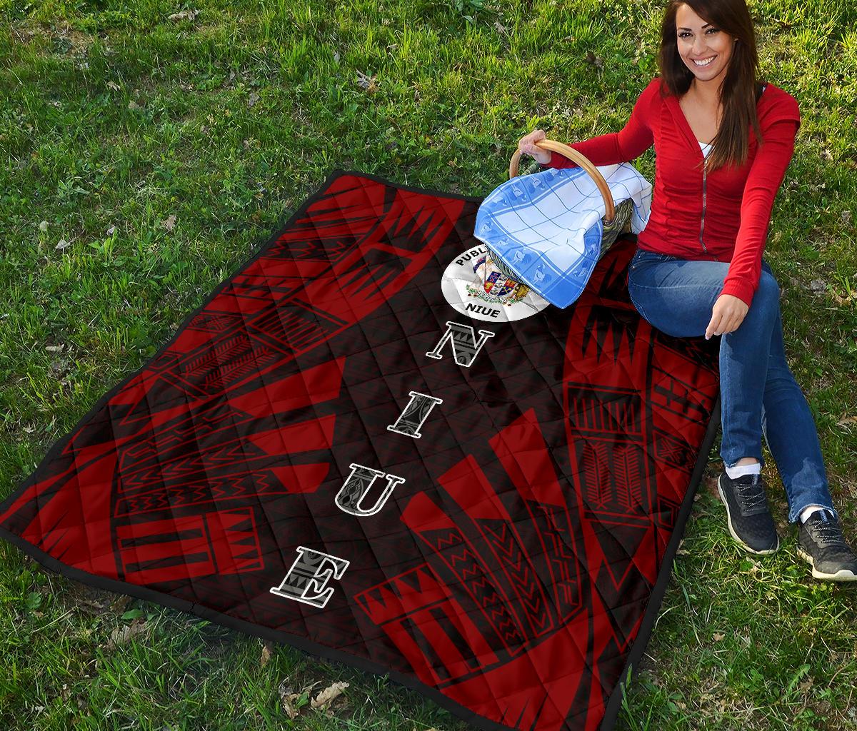Niue Premium Quilt - Niue Seal Polynesian Red Tattoo - Polynesian Pride