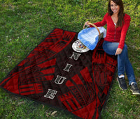 Niue Premium Quilt - Niue Seal Polynesian Red Tattoo - Polynesian Pride