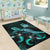 New Caledonia Polynesian Area Rugs - Turtle With Blooming Hibiscus Turquoise - Polynesian Pride