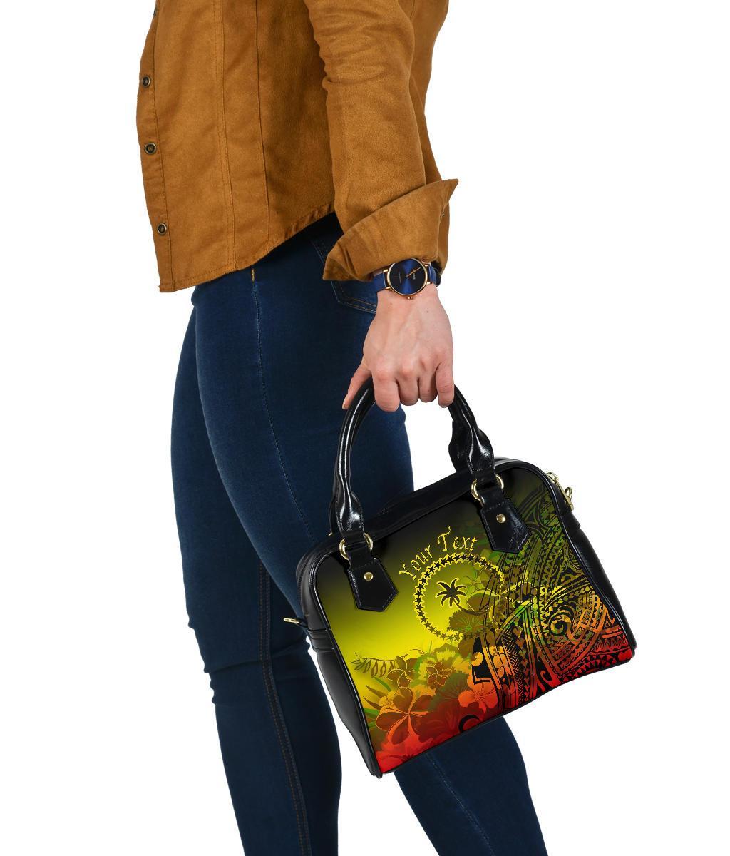 Custom Personalised Chuuk Shoulder Handbag - Humpback Whale with Tropical Flowers (Yellow) - Polynesian Pride