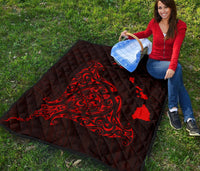Rays Hawaii Map Polynesian Premium Quilt - Red - Polynesian Pride