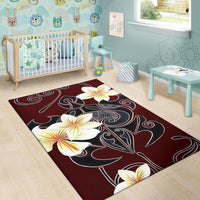 Turtle Poly Trinal Plumeria Red Area Rug AH - Polynesian Pride