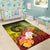 Polynesian Hawaii Custom Personalised Area Rug - Humpback Whale with Tropical Flowers (Yellow) - Polynesian Pride