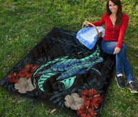 Hawaii Polynesian Honu Sea Hibiscus Premium Quilt - Polynesian Pride
