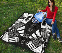 Northern Mariana Islands Premium Quilt - Northern Mariana Islands Seal Polynesian White Tattoo (Black) - Polynesian Pride