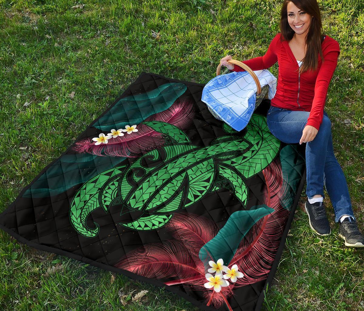 Hawaii Turtle Polynesian Tropical Premium Quilt - Ghia Style Green - Polynesian Pride