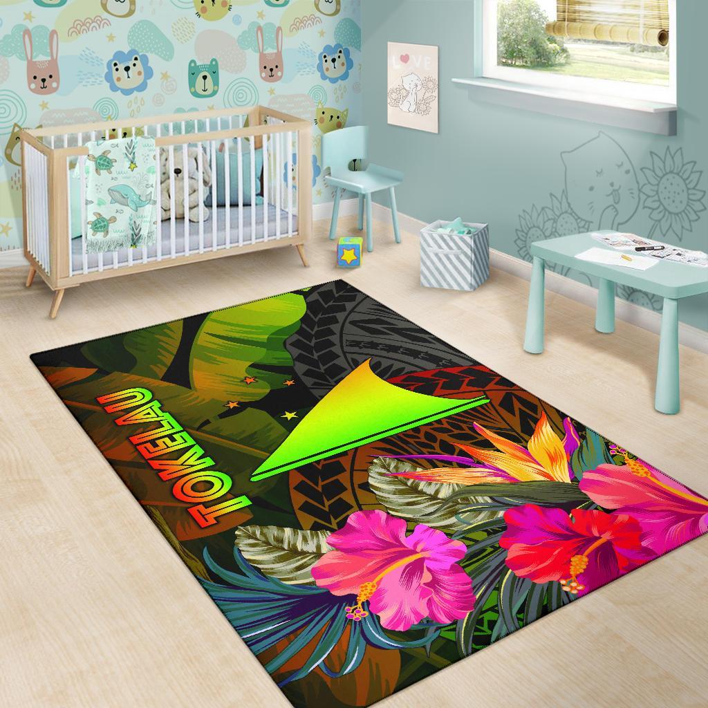 Tokelau Polynesian Area Rug - Hibiscus and Banana Leaves - Polynesian Pride