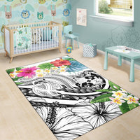 Tonga Polynesian Area Rug - Summer Plumeria (White) - Polynesian Pride