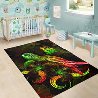 New Caledonia Polynesian Area Rugs - Turtle With Blooming Hibiscus Reggae - Polynesian Pride
