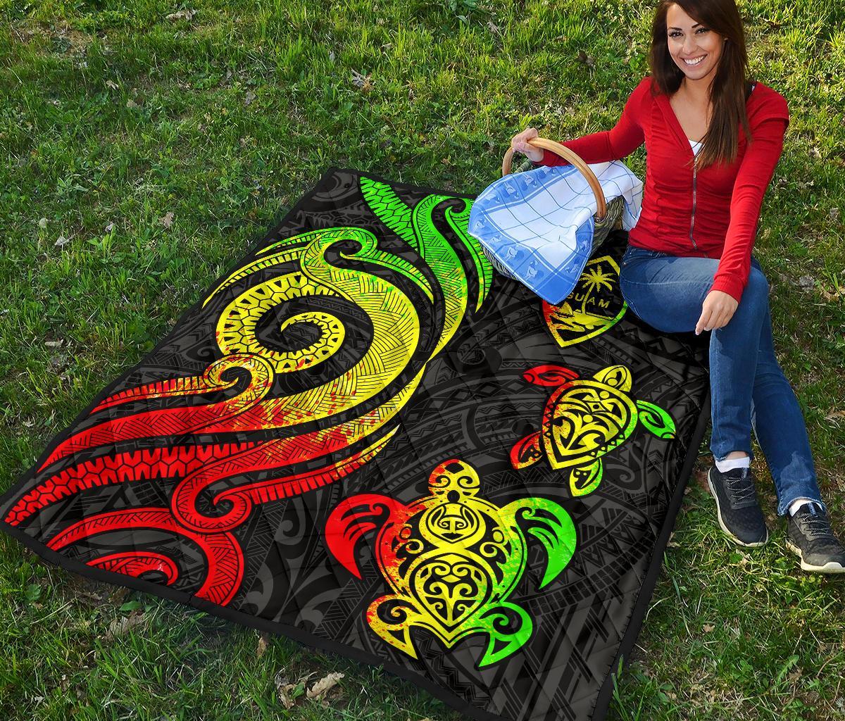 Guam Polynesian Premium Quilt - Reggae Tentacle Turtle - Polynesian Pride