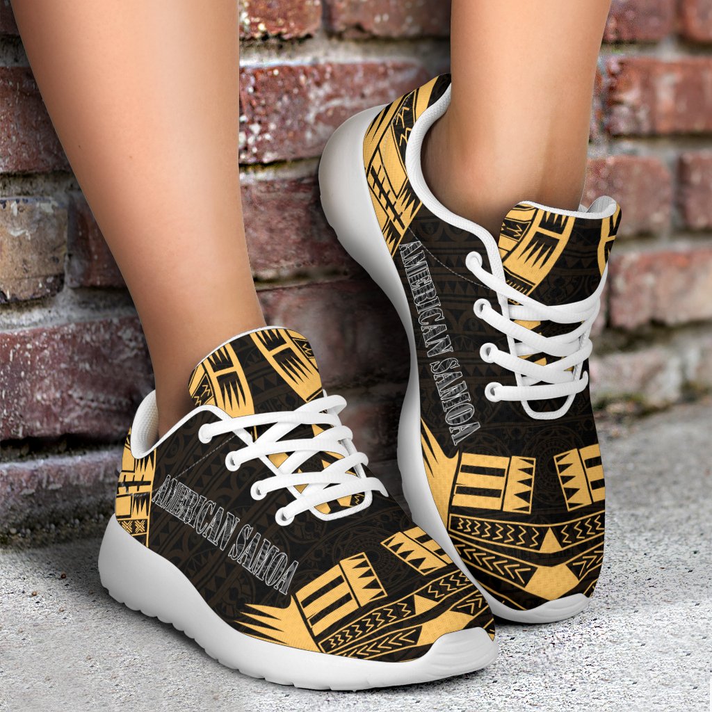American Samoa Sport Sneakers - Polynesian Tattoo Gold - Polynesian Pride