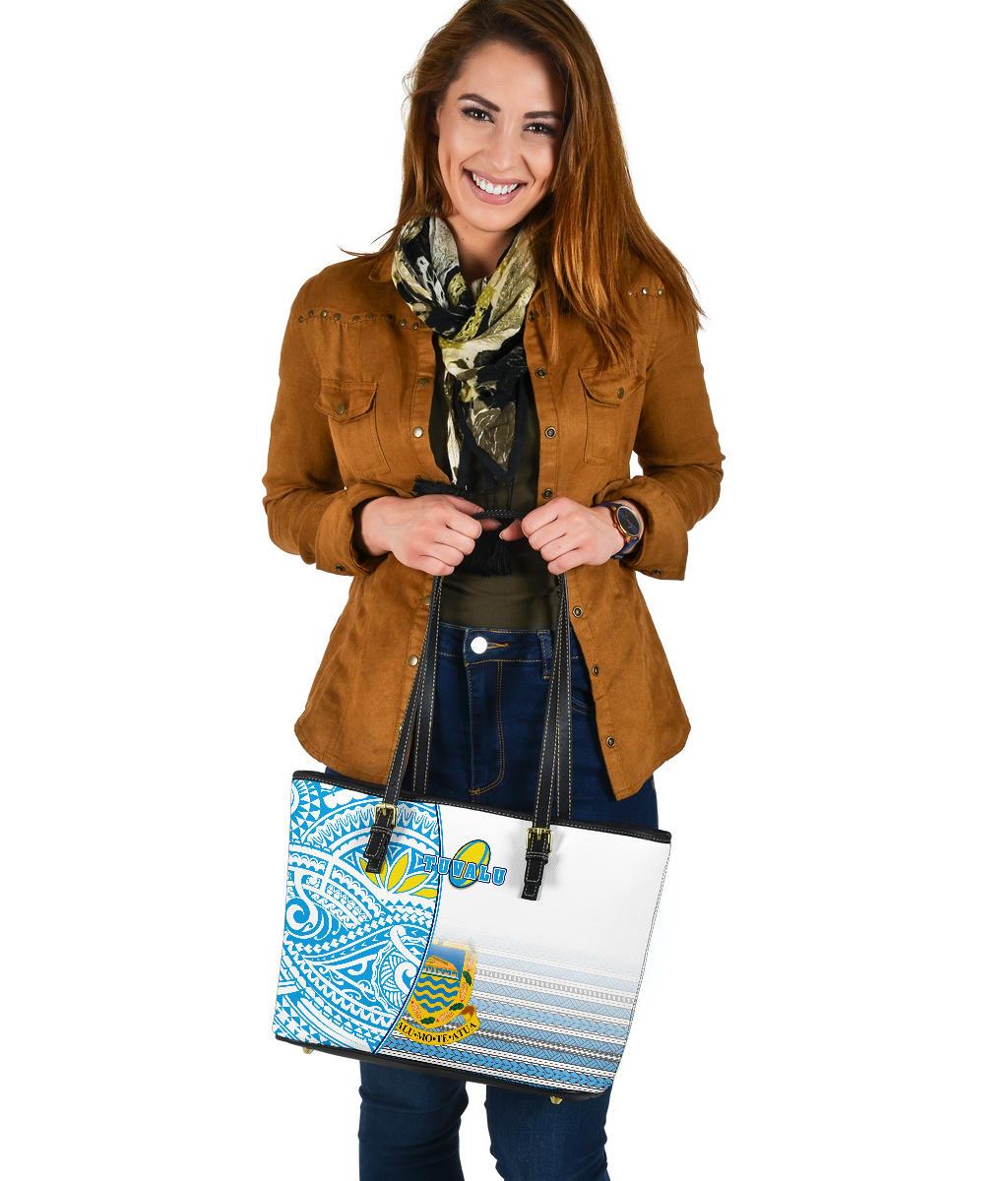 Tuvalu Rugby Small Leather Tote Special - Polynesian Pride