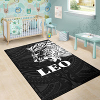 Sun In Leo Zodiac Area Rug Polynesian Tattoo Simple - White - Polynesian Pride
