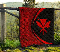 Hawaii Kanaka Polynesian Black And Red Premium Quilt - Circle Style - Polynesian Pride