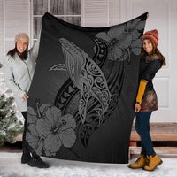 Hawaii Whale Swim Poly Gray Premium Blanket - Polynesian Pride