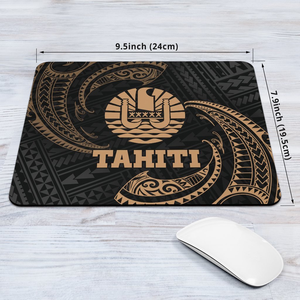 Tahiti Polynesian Mouse Pad - Gold Tribal Wave - Polynesian Pride
