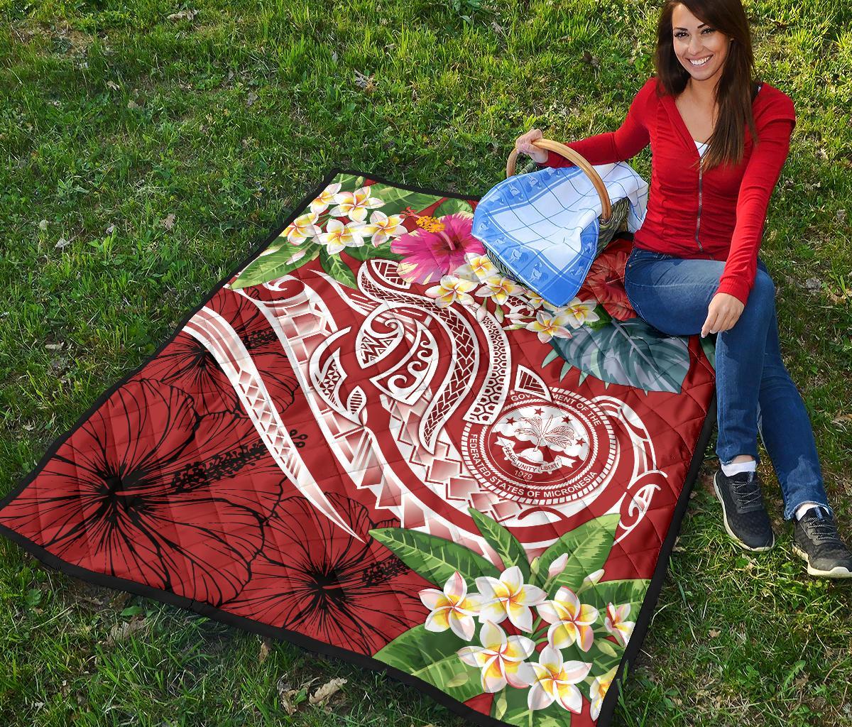FSM Polynesian Premium Quilt - Summer Plumeria (Red) - Polynesian Pride