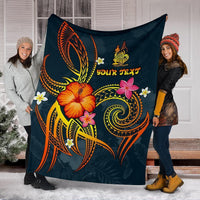 New Caledonia Polynesian Personalised Premium Blanket - Legend of New Caledonia (Blue) - Polynesian Pride