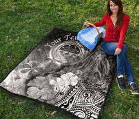 Federated States of Micronesia Custom Personalised Premium Quilts - Humpback Whale with Tropical Flowers (White) - Polynesian Pride