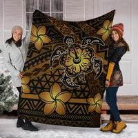 Hawaii Mix Polynesian Turtle Plumeria Premium Blanket - AH - Nick Style - Brown - Polynesian Pride
