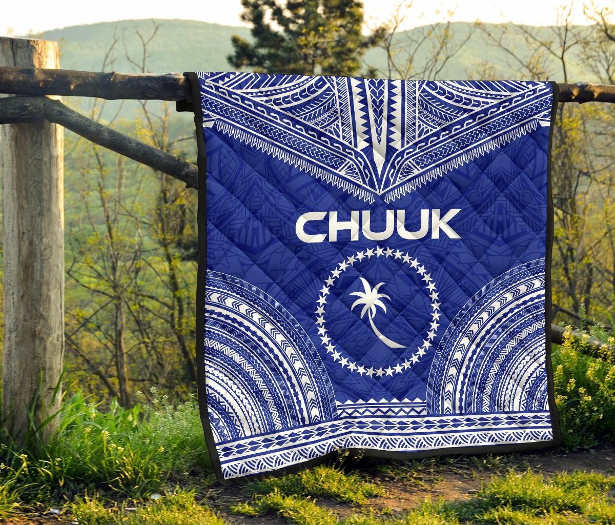 Chuuk Premium Quilt - Chuuk Flag Polynesian Chief Blue Version - Polynesian Pride
