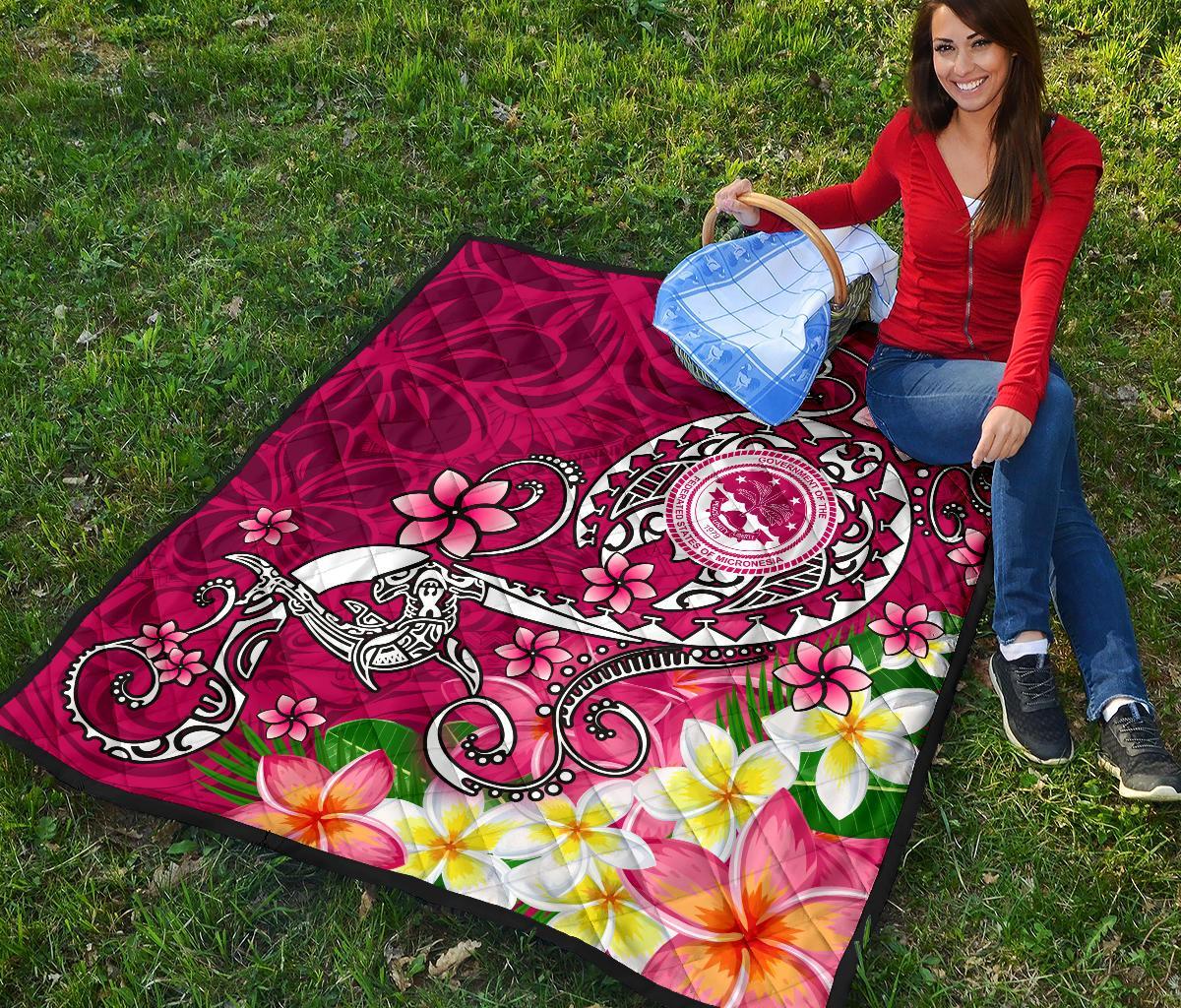 FSM Premium Quilt - Turtle Plumeria (PINK) - Polynesian Pride