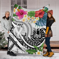 FSM Polynesian Premium Blanket - Summer Plumeria (White) - Polynesian Pride