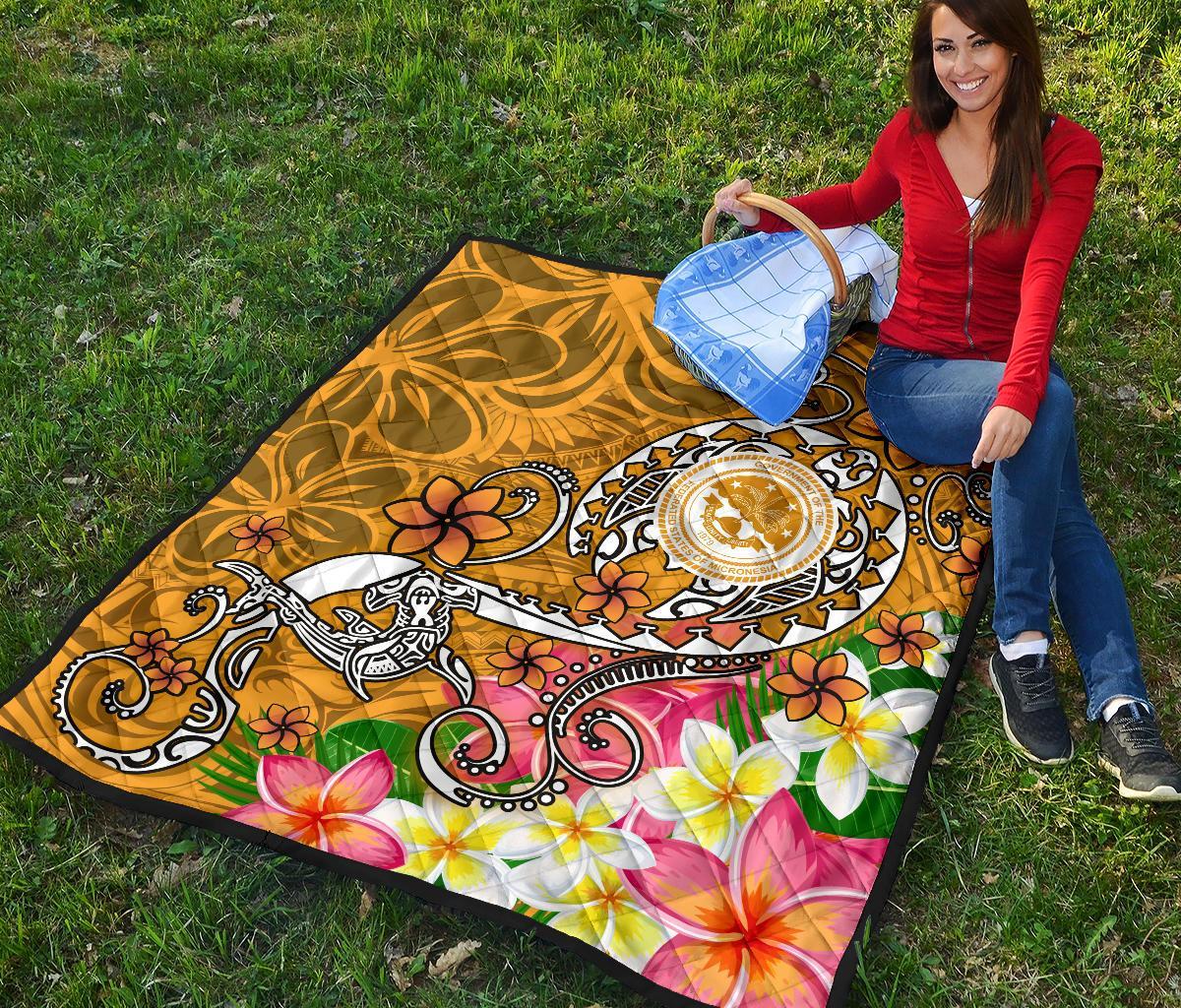 FSM Premium Quilt - Turtle Plumeria (Gold) - Polynesian Pride