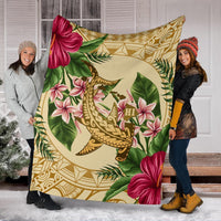 Hawaii Premium Blanket - Hammerhead Shark Premium Blanket Strong Pattern Hibiscus Plumeria AH - Polynesian Pride