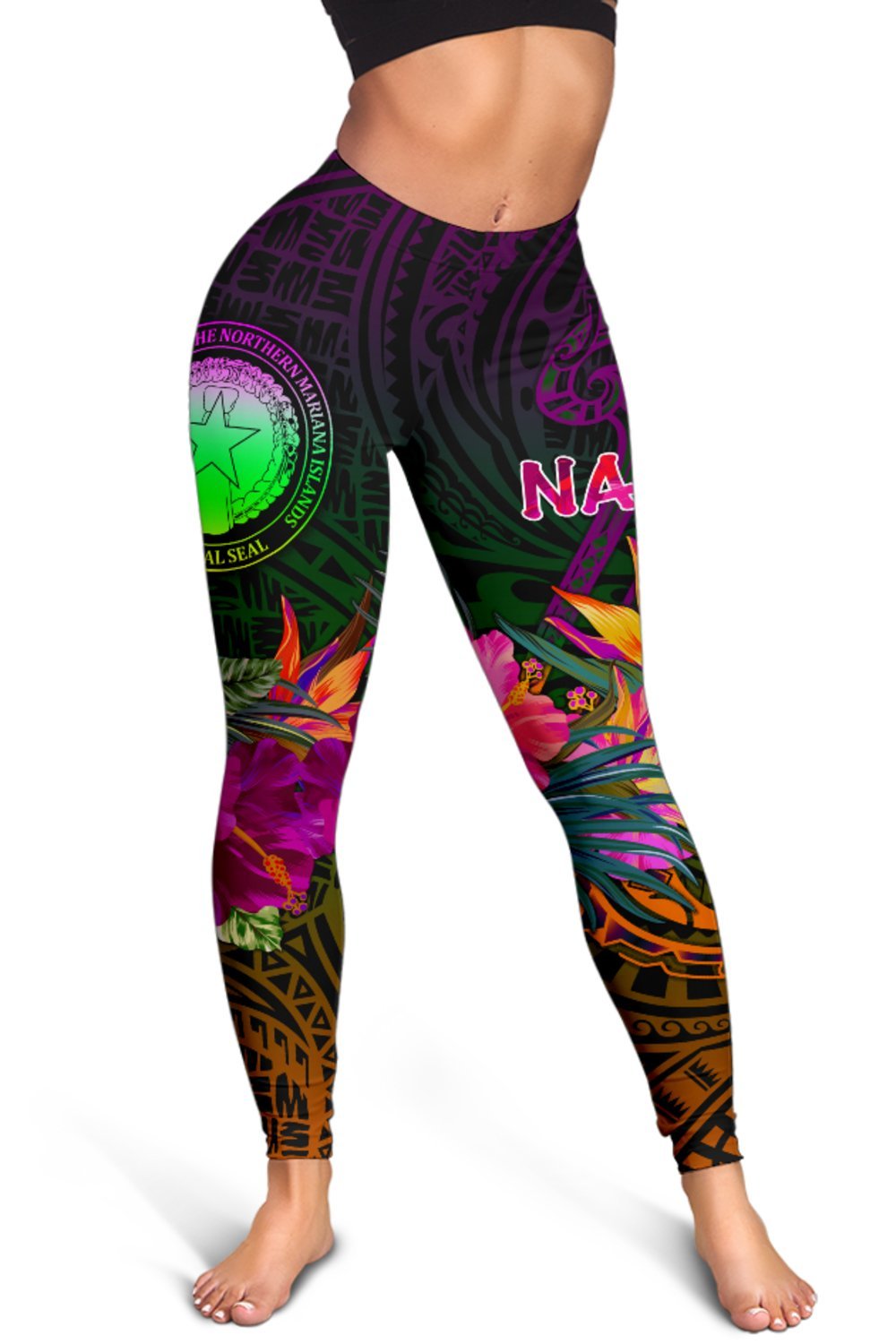 Northern Mariana Islands Polynesian Personalised Women's Leggings - Summer Hibiscus - Polynesian Pride
