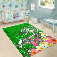 Tonga Area Rug - Turtle Plumeria (Green) - Polynesian Pride